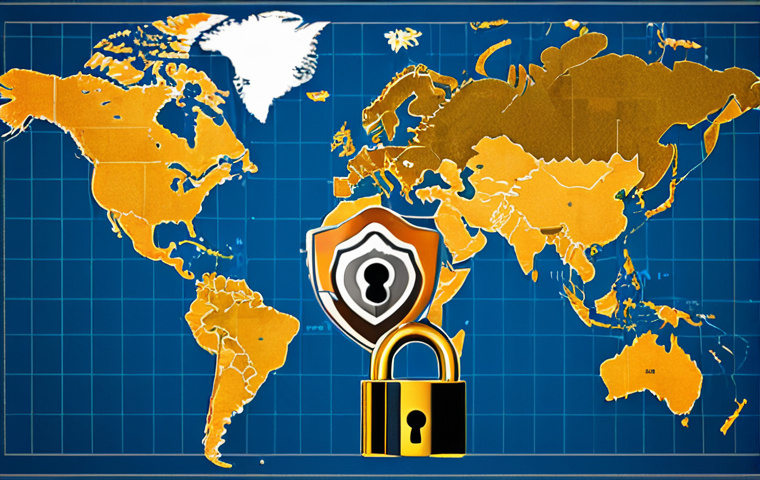 **Image of a digital lock overlaid on a world map, symbolizing online security and global data protection. Include elements like a shield and padlock icon to represent a digital certificate's role as a safeguard.**