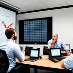 **A team of IT professionals in a modern office, conducting a simulated incident response exercise on their computers, with a whiteboard displaying a threat assessment matrix in the background. The atmosphere is focused and collaborative.** (This visualizes the risk assessment and incident response team building aspects).