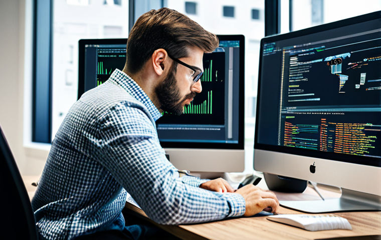 정보보안학 보안 개발 생명주기 - **Image Prompt 1:** "A professional software developer in a modern office setting, working on secure...