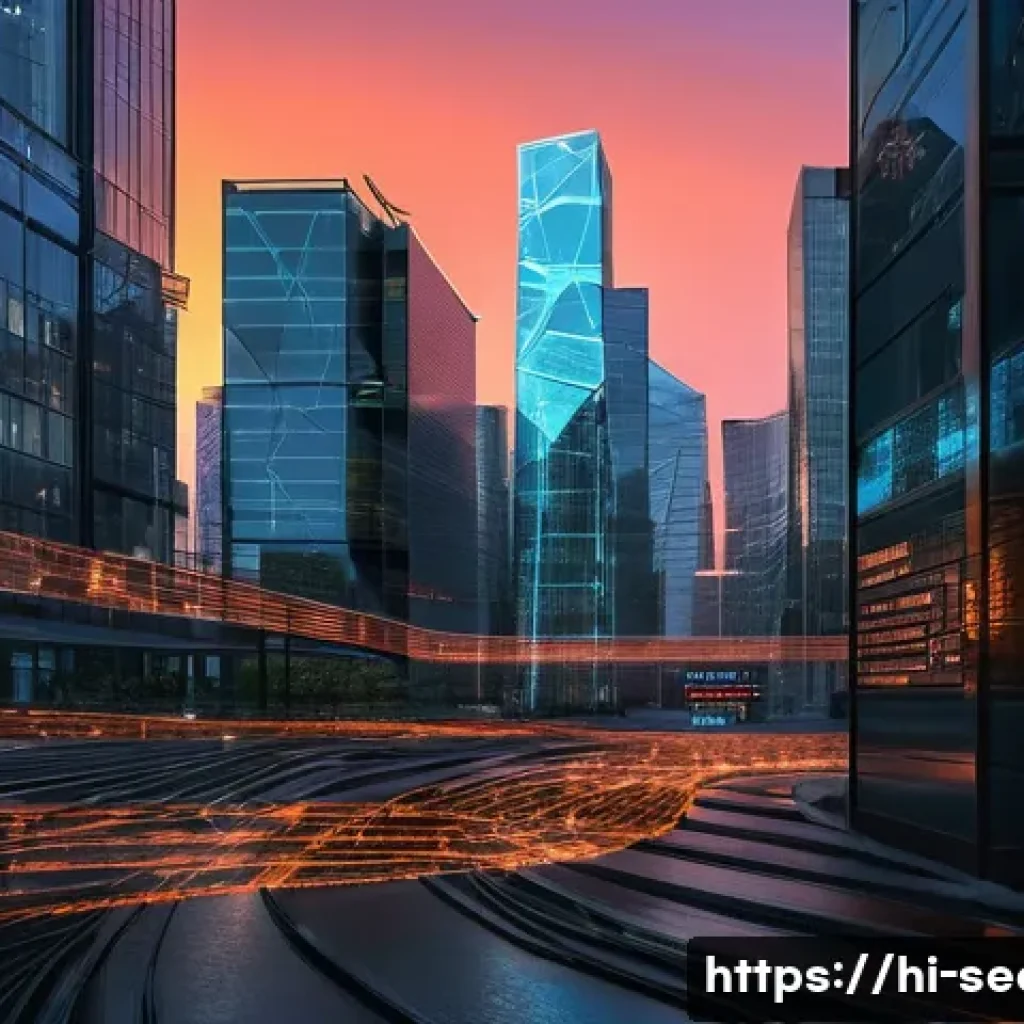 정보보안학 EDR Endpoint Detection   Response - **Prompt:** A dynamic, high-tech digital cityscape at dawn, symbolizing a complex corporate network....