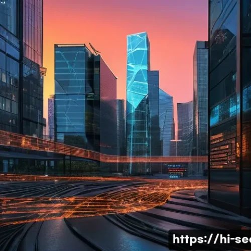 정보보안학 EDR Endpoint Detection   Response - **Prompt:** A dynamic, high-tech digital cityscape at dawn, symbolizing a complex corporate network....