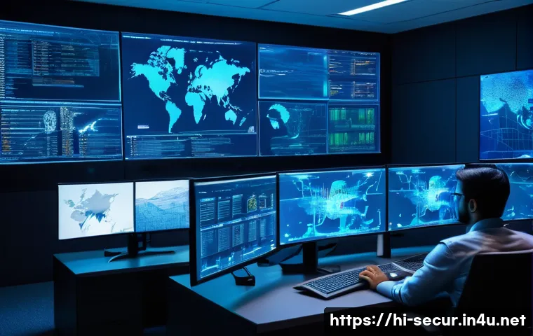 정보보안학 공격 경로 분석 - A high-tech cybersecurity control room with diverse Indian professionals analyzing digital network v...