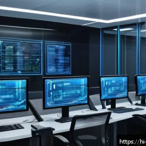 정보보안학 보안 리스크 분석 - A futuristic office environment showcasing advanced cloud security measures: a diverse team of India...