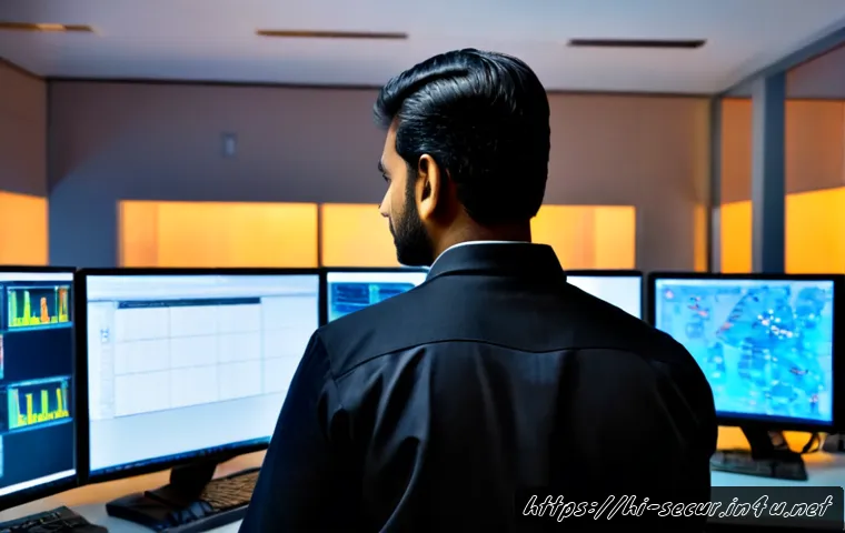 정보보안학 보안 시스템 구축 - Photorealistic cybersecurity operations room in India, a focused Hindi-speaking IT security professi...